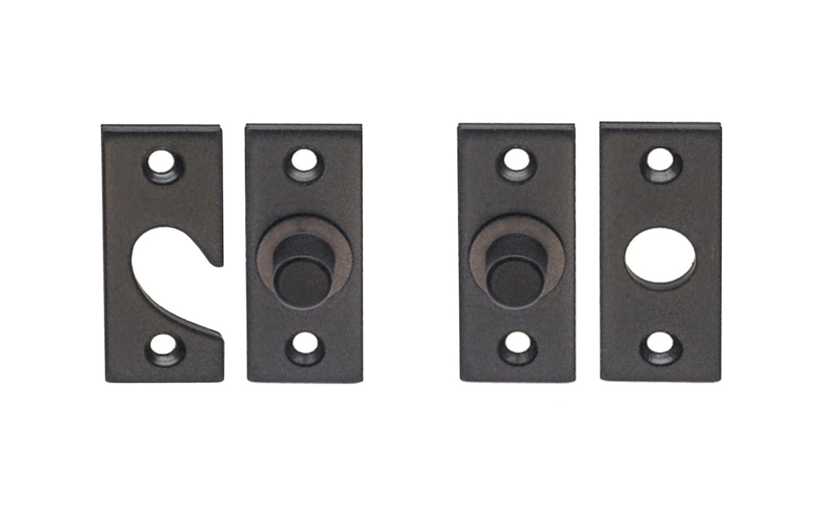 These sash centers/transom hinges are designed for horizontal or pivoted sash windows. Made of steel material with an oil rubbed bronze finish. Holes countersunk on front of plates. Includes four plates with 1" length phillips screws.