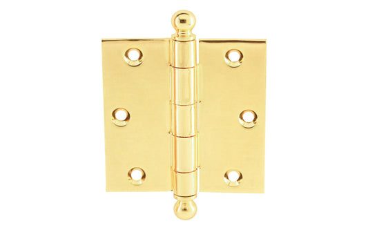 Vintage-style Hardware · Pair of Classic Ball-Tip Door Hinges ~ 3-1/2" x 3-1/2". High Quality Architectural grade hinges are replicas of old Stanley hinges with square corners. Reproduction Ball Tip Door Hinges. Removable Pins. Lacquered Brass Finish. 1/8" heavy-duty leaf thickness gauge - Architectural grade.