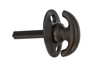 An old-style Classic Solid Brass crescent thumbturn for locking doors with a smaller oval plate. Used with mortise locks, deadbolts, night-locks, catches. Made of solid brass material. 3/16" thick shaft. Oil rubbed bronze finish.