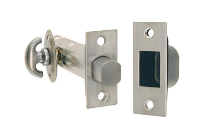 Vintage-style Hardware · Classic & Traditional-style thumbturn deadbolt latch for doors. The well-made & durable internal mechanism provides a secure & smooth operation when used. 2-3/8" backset dead bolt. Brushed Nickel Finish.