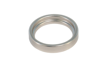 Vintage-style Hardware · A classic & traditional stamped brass round collar ring for keyway cylinder. 1-3/8" top inside diameter & 1-1/4" bottom inside diameter. Brushed nickel finish.
