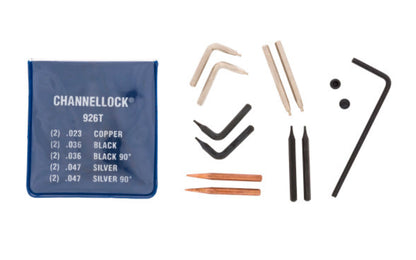 Channellock 5-PC Universal Retaining Ring Tip Kit - 926T. Interchangeable tip kit includes: .023, .039, .047 straight and .039, .047, 90-degree.  Made in USA.