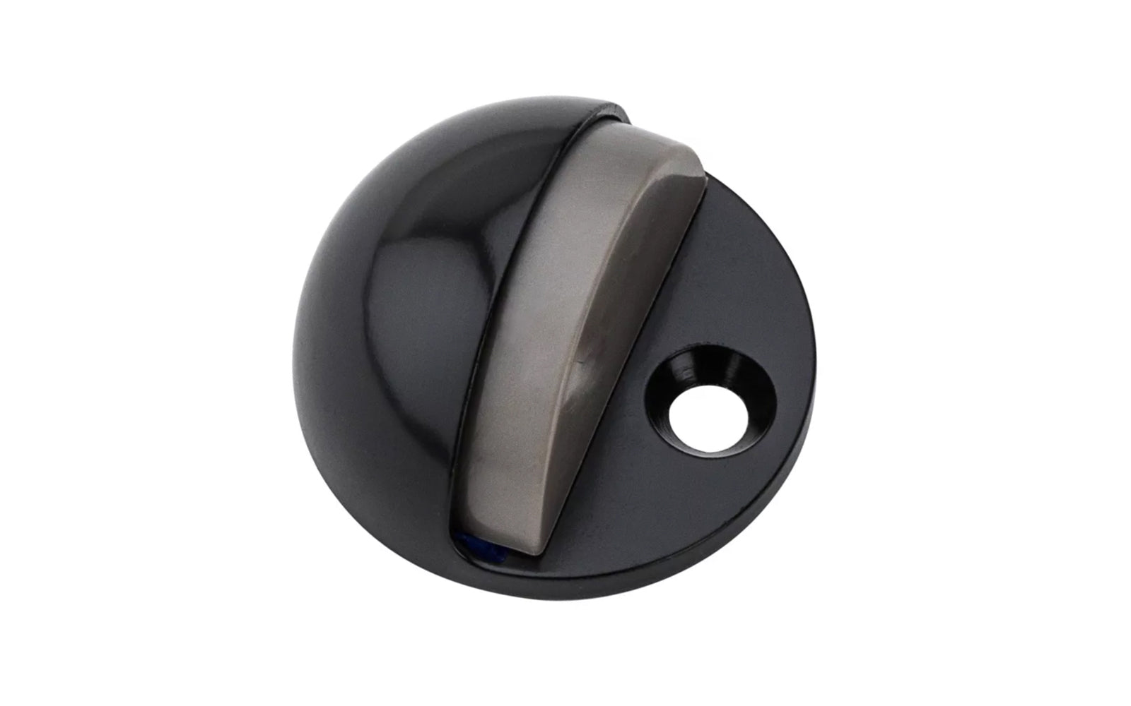 This adjustable floor door stop prevents damage to walls & doors. Designed for low & high rise undercut doors - Adjustable to accommodate varying door gap sizes (includes separate 1/4" thick riser piece). Oil Rubbed Bronze finish on zinc die-cast material. Base Diameter: 1-3/4". Projection: 1-1/4" (with 1/4" thick riser piece). Made by National Hardware. Model N327-612.