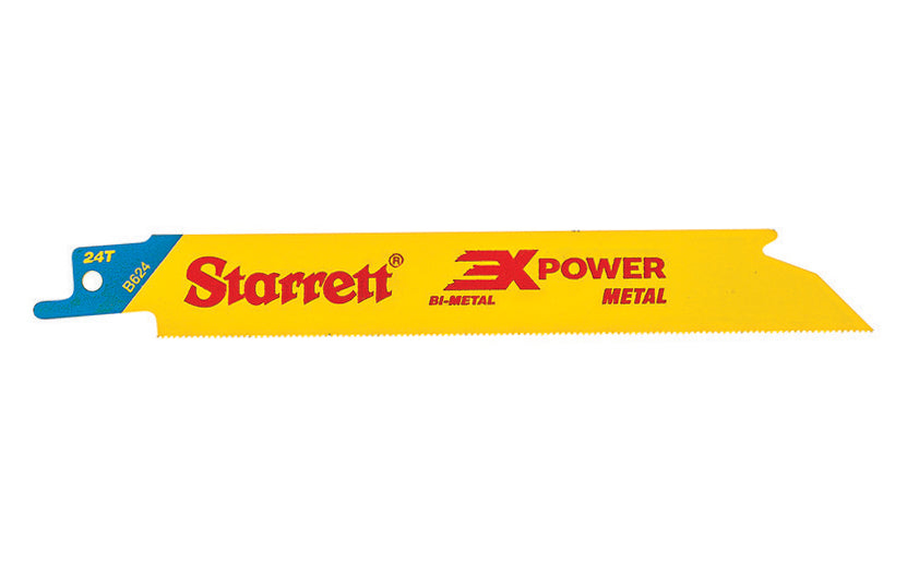 Starrett Bi-Metal Heavy Gage - Metal tubing 18 ga & thinner, reciprocating saw blade - "3X POWER". Muti-Purpose Reciprocating Blade. 6" Long - 24 TPI. Recip saw blade. 7891265153746. Model B624.