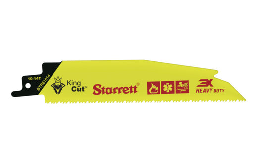 Starrett "King Cut" Bi-Metal Reciprocating Saw Blade ~ 6" Long - 10 to 14 TPI. Model BTR61014. 7891265696076.
