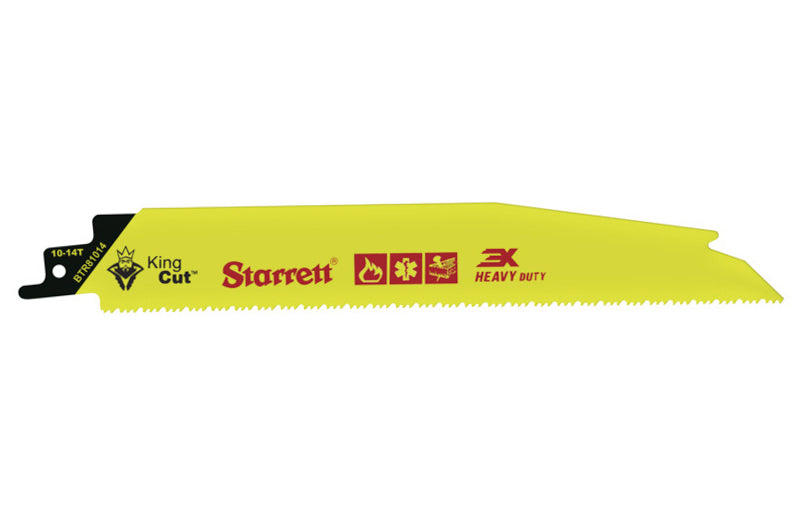 Starrett "King Cut" Bi-Metal Reciprocating Saw Blade ~ 8" Long - 10 to 14 TPI. Recip saw blade. Model BTR81014. 7891265696090