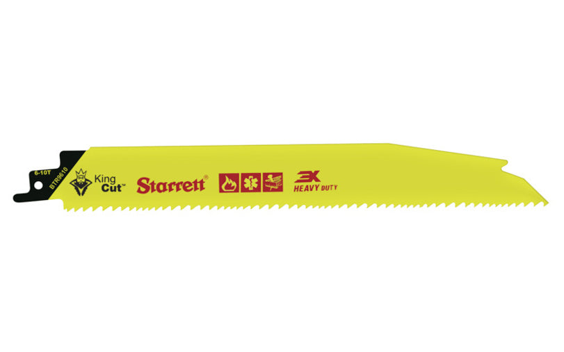 Starrett "King Cut" Bi-Metal Reciprocating Saw Blade ~ 8" Long - 10 to 14 TPI. Recip saw blade. Model BTR9610. 7891265696120