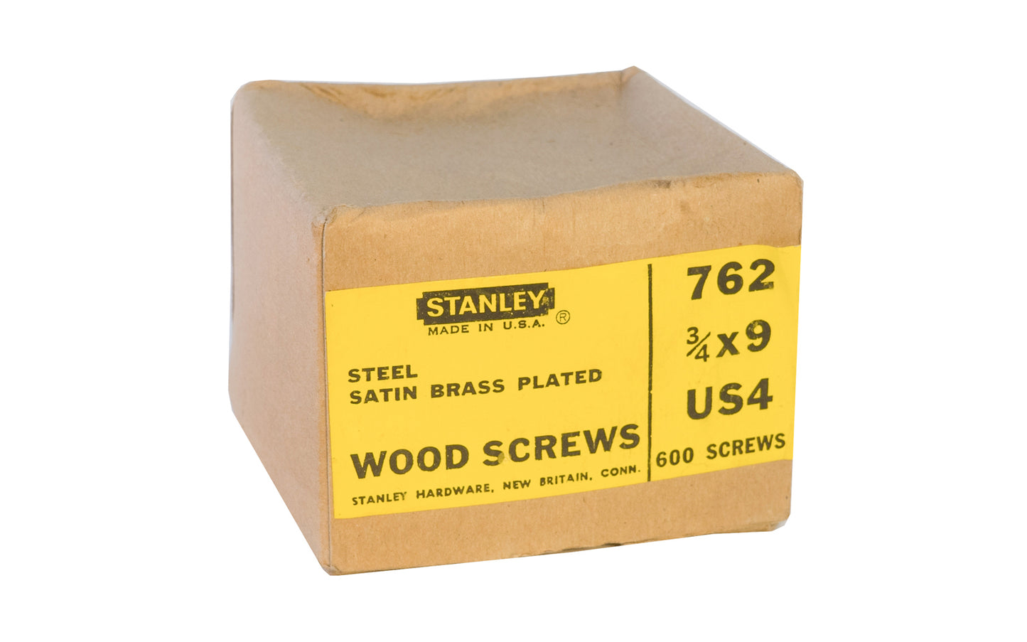 Stanley #9 x 3/4" Satin Brass Plated Steel Wood Screws - Approx. 600 pcs. Un used old stock. Stanley Hardware made in USA.