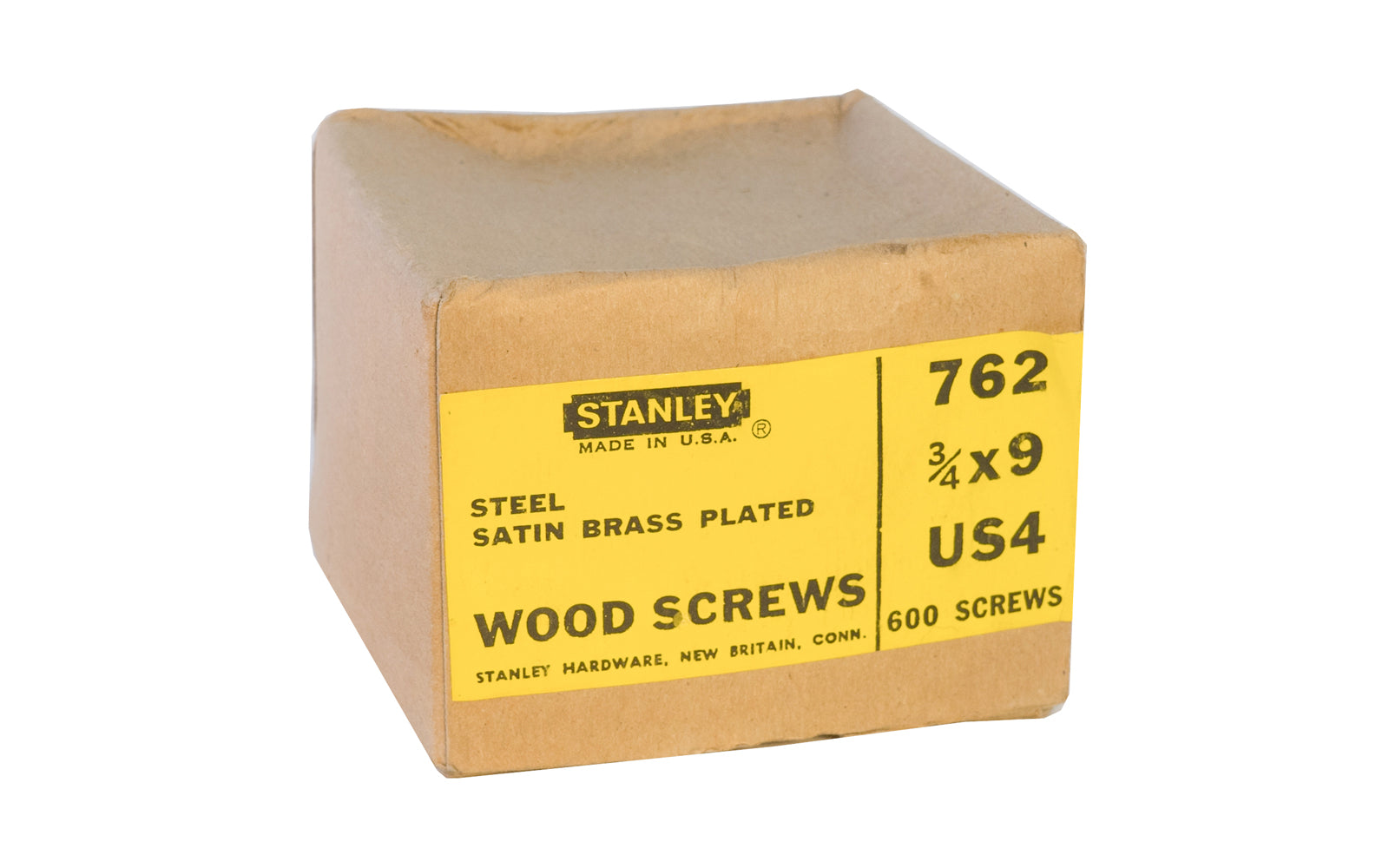 Stanley #9 x 3/4" Satin Brass Plated Steel Wood Screws - Approx. 600 pcs. Un used old stock. Stanley Hardware made in USA.