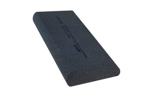 Norton Round Edge India Slip Stone with coarse grit crystolon (silicone carbide) abrasive. To improve sharpening & reduce clogging, use with oil. Great for sharpening carving tools & gouges. 6" length x 2-1/4" width - 3/4" x 3/8" thickness. Oilstone made by Norton, Saint Gobain. Model CJS-66. Made in USA.
