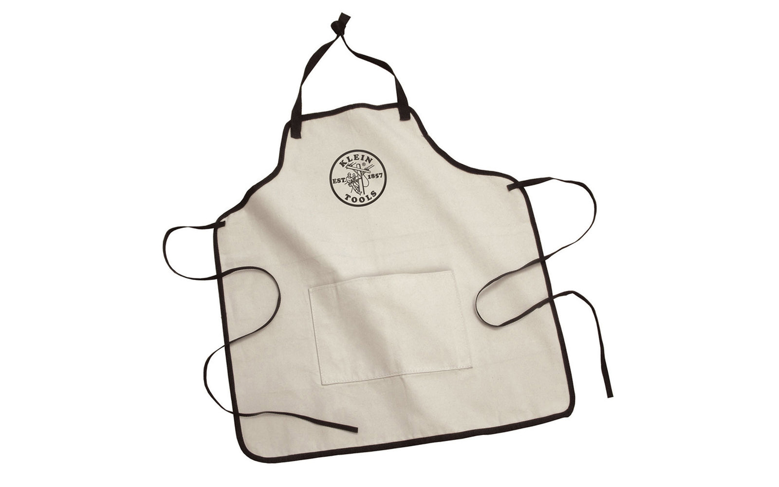 Klein Tools Canvas Apron. Great for the jobsite, workshop or garage. The off-white apron has a large neck strap that offers universal sizing; just knot to the appropriate size. The large heavy-duty stitched pocket is convenient for tools and gloves. Made in USA. Model No. 98288.