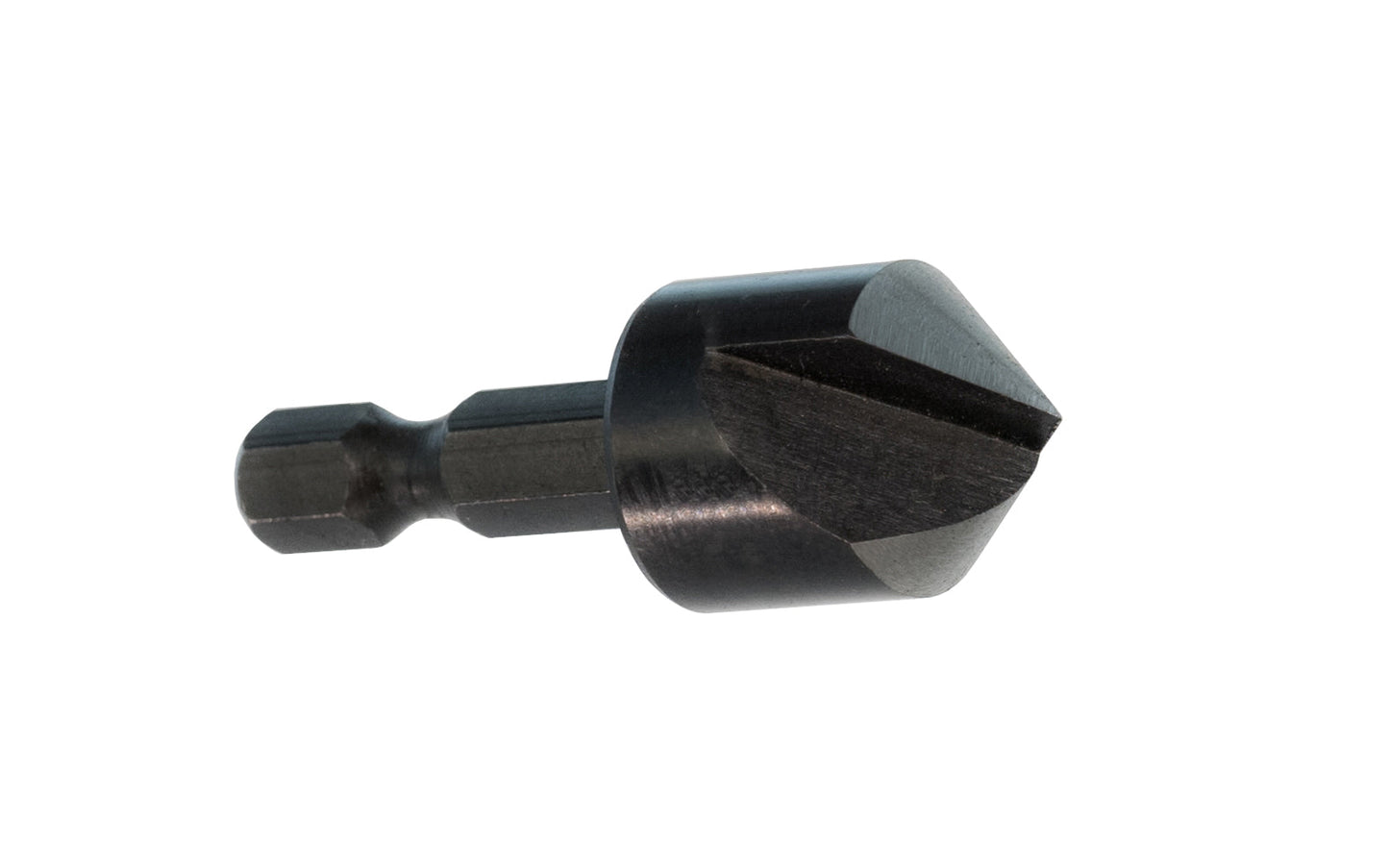 Insty-Bit 100 degrees tool steel countersink - Hex shank. Designed for chamferring holes in wood, metal, plastics & composites. 5/8" diameter body produces clean & burr-free edges. 100° countersink Made in USA.