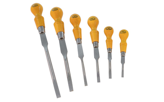 Crown Tools 6-Piece Cabinet Screwdriver Set, The 'Crown Tools Cabinet Screwdriver' has a screwdriver each finished to fit a particular screw slot. Sizes include:  3",  4",  5",  6",  8",  &  10"  sizes. Made in Sheffield, England. Model 185XW.