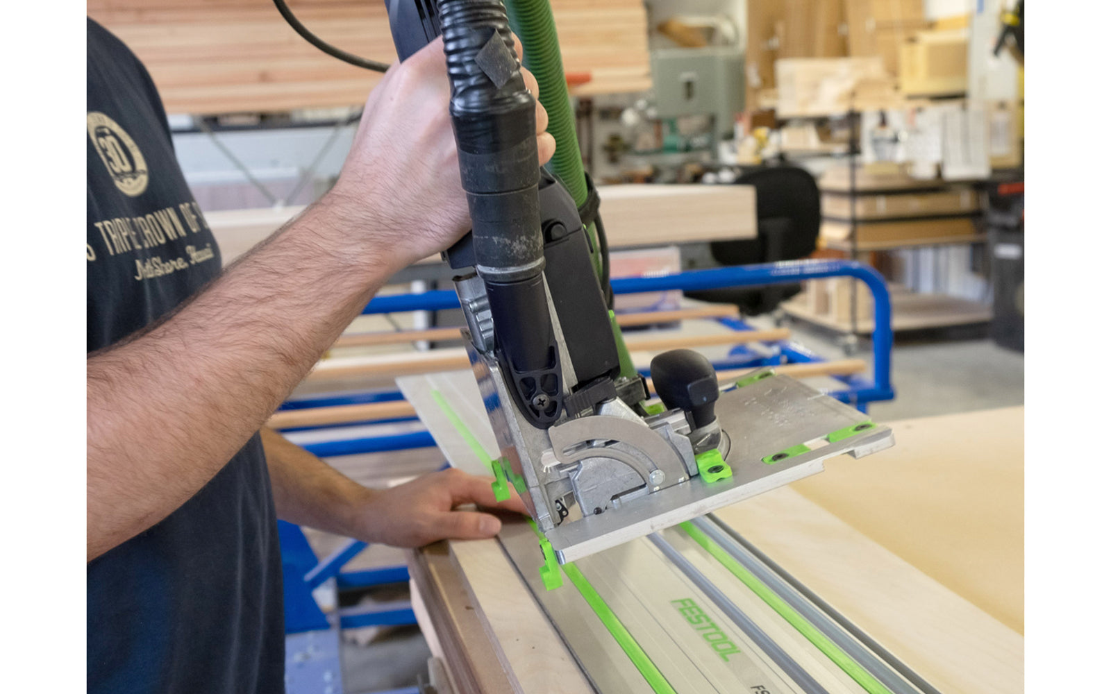 The FastCap "Domino Sled" provides consistent, fast easy, repeatable measurements for cutting joinery holes with a Festool DF 500 Q-set Domino Joiner. Machined from solid aircraft grade aluminum. Made in USA.