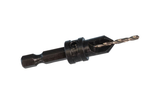 Insty-Bit Two-Flute Countersink & Drill Bit with Quick Change Hex Shank. The 2-flute countersink is designed for splinter-free holes in wood, plastics & composites. The hardened HSS material keeps cutting flutes sharper longer. standard HSS drill bit has a 135 degree split point.   Made in USA.