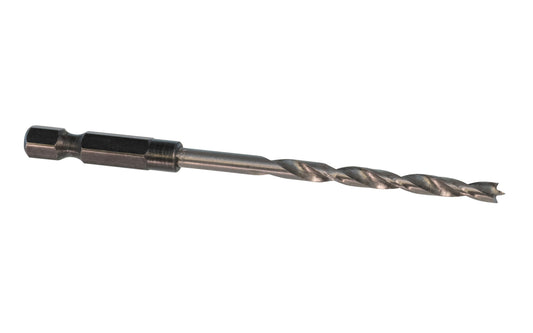 Insty-Bit high speed steel brad point drill bit with a hex shank. Especially designed for wood, but can work for plastics too. The Brad point tip generates clean, splinter-free holes. 1/4" Quick Change Hex Shank allows for quick changes. Jobbers length quick change HSS twist bit.   Made in USA.