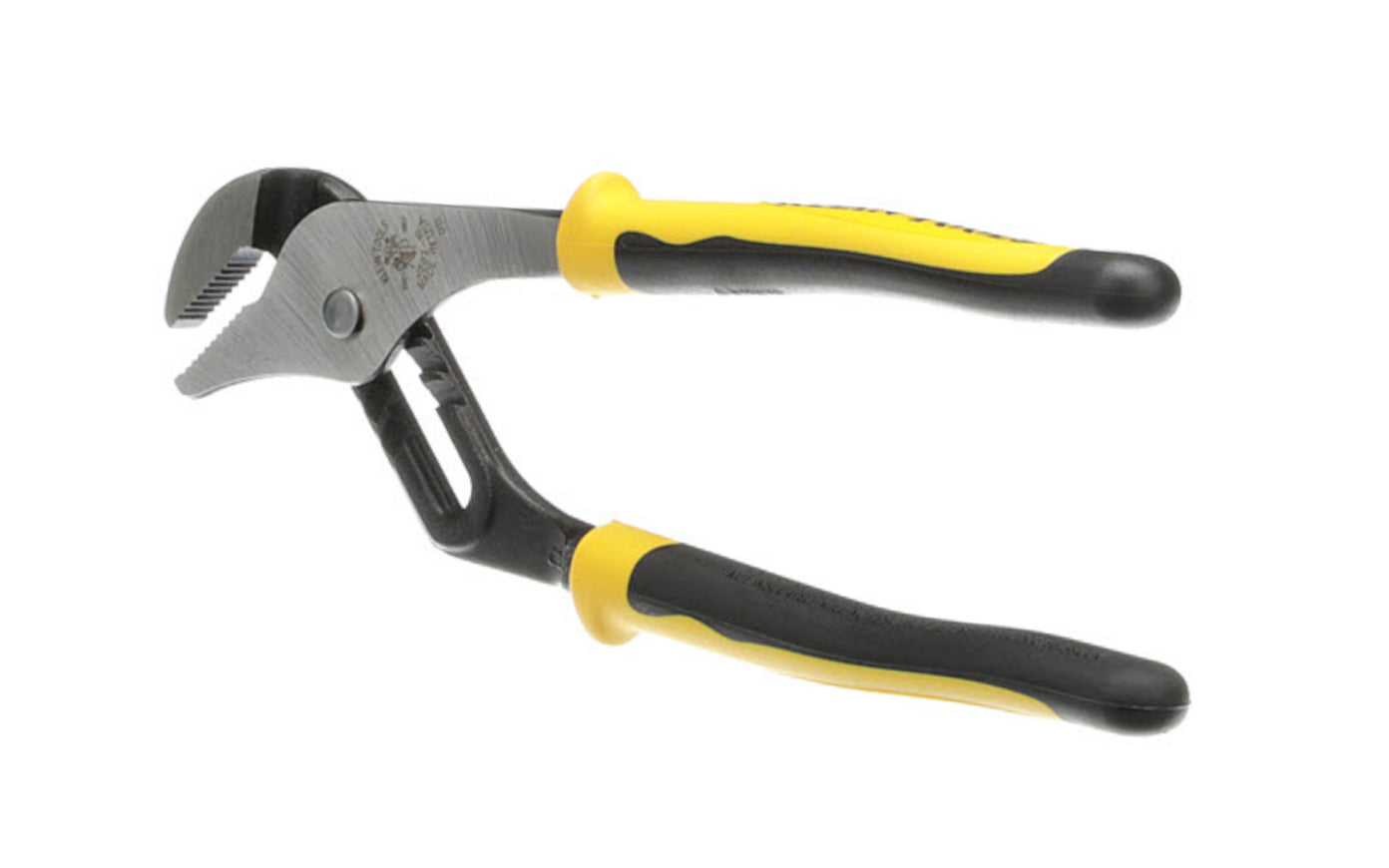 Klein Tools 'Journeyman' High-Leverage 10" Pump Pliers feature a secure tongue &amp; groove design for a non-slip grip even when heavy pressure is applied. Tension-loaded joint reduces handle wobble for sure gripping. Dual-material Journeyman handle for better grip & comfort. Model J502-10. Made in USA.