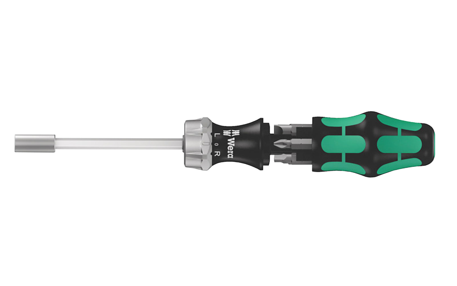 Wera Screwdriver Set & Bits - "Kraftform Kompakt 27 RA 2". 7 piece screwdriver & bit set. Phillips Sizes (Wera 851/1 Z bits): #1 x 25 mm & #2 x 25 mm. Slotted Sizes (Wera 800/1 Z bits): 1 x 5.5 x 25 mm & 1.2 x 6.5 x 25 mm. Square drive Sizes (Wera 868/1 Z bits): #1 x 25 mm & #2 x 25 mm. Model 073661 - KK 27 RA 2.