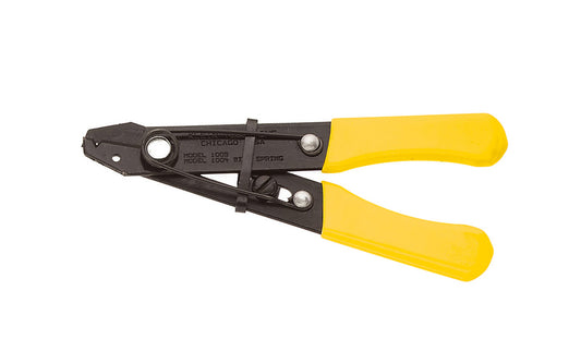 Klein Tools Wire Stripper & Cutter is a handy, light, compact tool for stripping insulation. Spring-loaded for action for self-opening. Convenient hole for looping or bending wire. Adjustable slide stop with set screw for repeat stripping work. Klein Tools Model No. 1004. Made in USA.