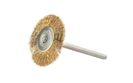 Mini Brass Wire Wheel - 1" Diameter - 1/8" Shank. 1/4" Wire Length. Made by Sona Enterprises.