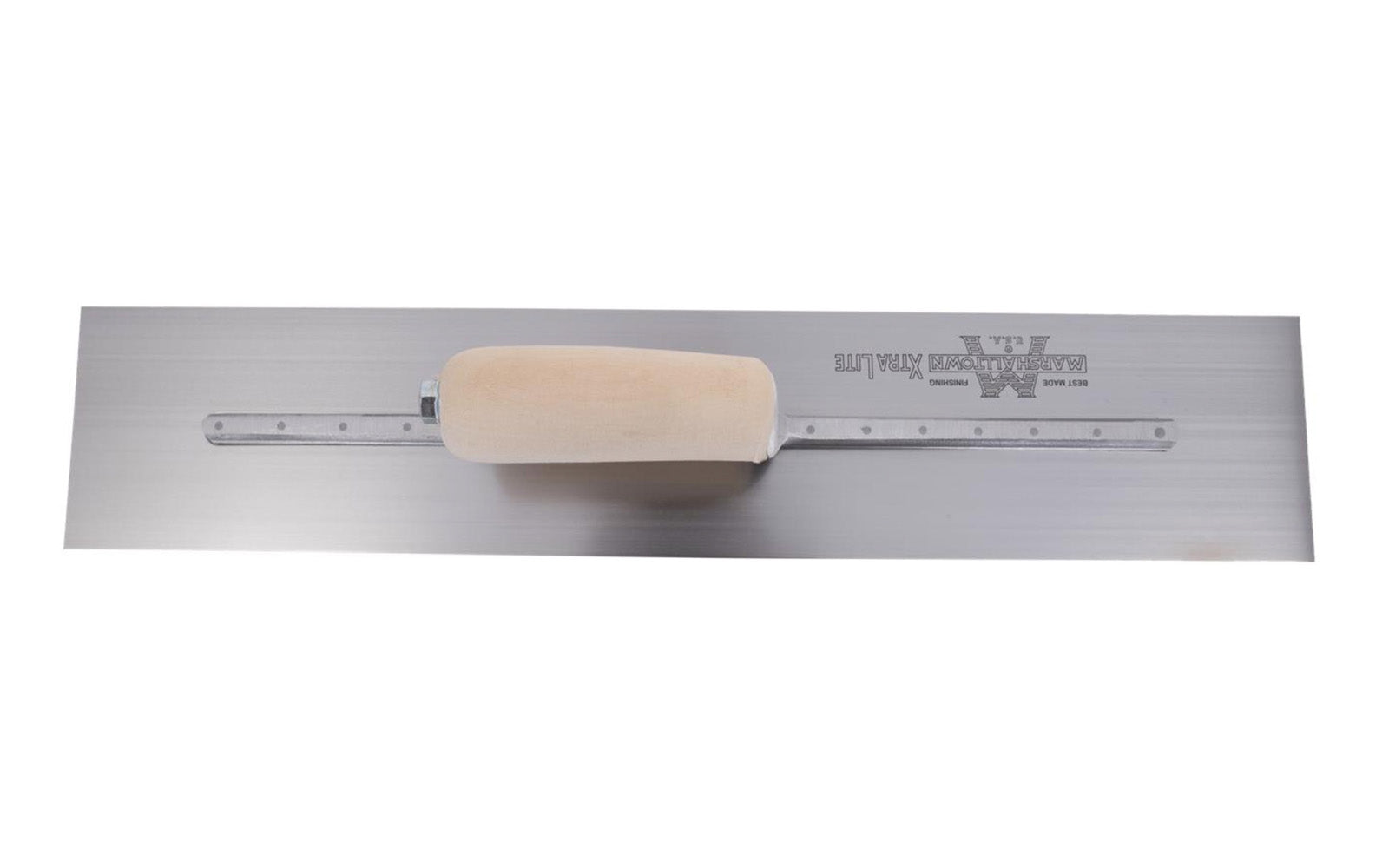 Marshalltown 18" x 4" Finishing Trowel with a blade that is tempered, ground, and polished for enhanced performance. MXS81.