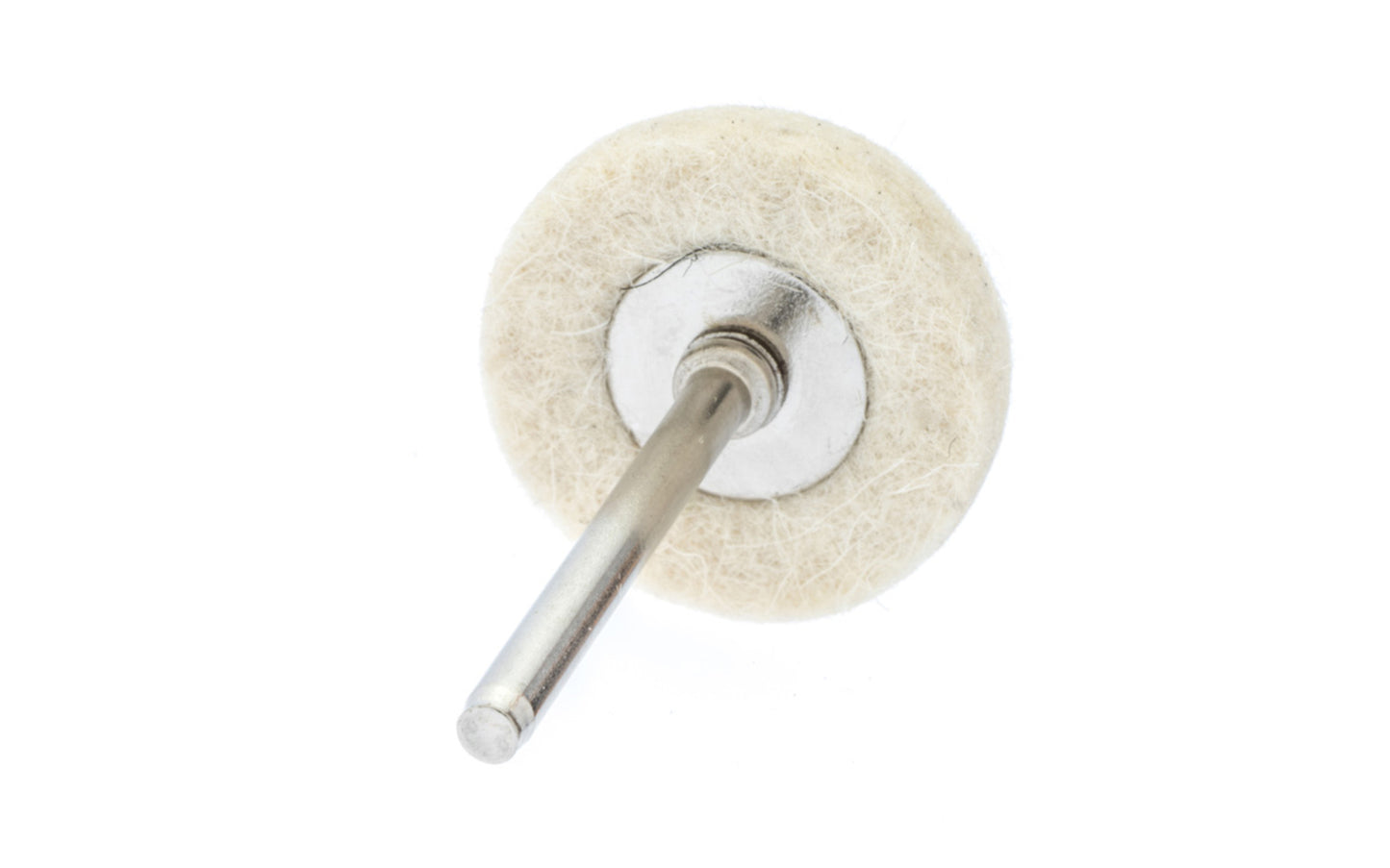 Mini White Wool Felt Polishing Wheel. 1" Diameter Wheel. 1/8" Shank. Made by Sona Enterprises.