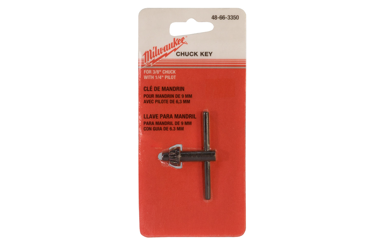 Milwaukee Chuck Key for 3/8" Chuck with 1/4" Pilot. Model 48-66-3350.