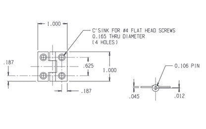 1" Brass-Plated Loose-Pin Narrow Hinges - 2 Pack. 1" high x 1" wide. Made of cold-rolled steel with brass plating. Surface mount. Removable pin hinges. Sold as a pair of hinges. National Hardware Model No. N141-622. 038613141629