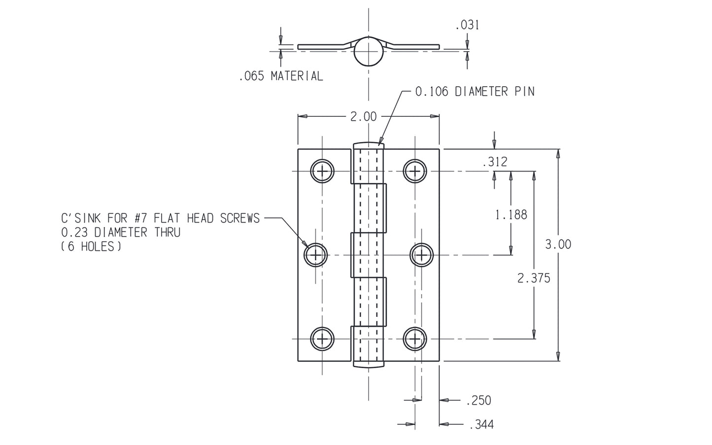 3" Brass-Plated Loose-Pin Narrow Hinges - 2 Pack. 3" high x 2-1/16" wide. Made of cold-rolled steel with brass plating. Surface mount. Removable pin hinges. Sold as a pair of hinges. National Hardware Model No. N142-067. 038613142060