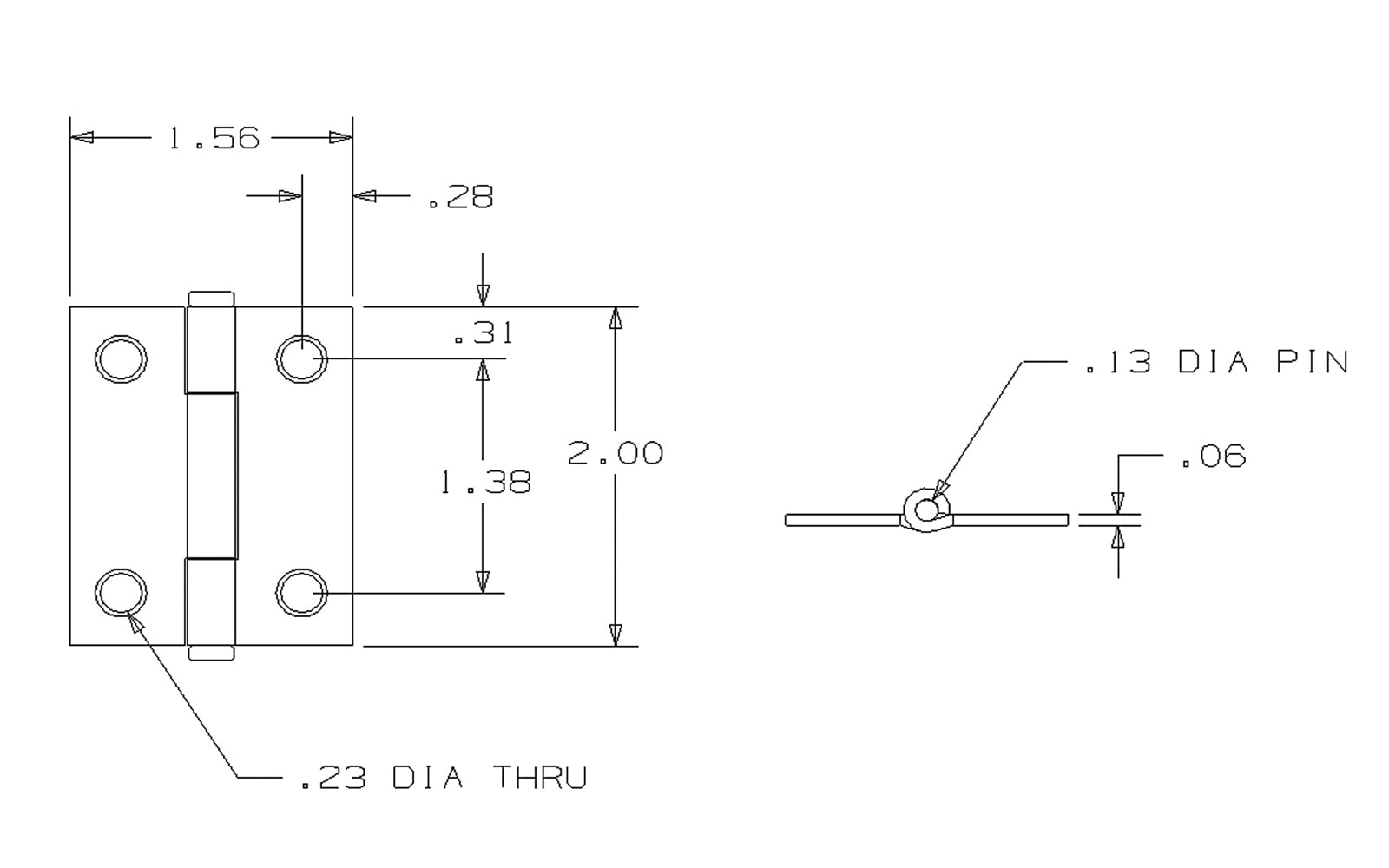 2" Brass-Plated Loose-Pin Narrow Hinges - 2 Pack. 2" high x 1-9/16" wide. Made of cold-rolled steel with brass plating. Removable pin hinges. Button-tip cabintet hinge is designed for hanging lightweight cabinet doors. Sold as a pair of hinges. National Hardware Model No. N146-639. 038613146631