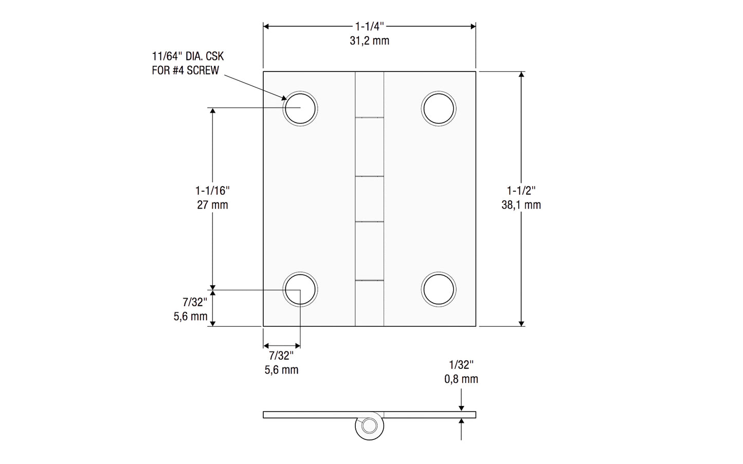 These medium small hinges are designed to add a decorative appearance to small chests, jewelry boxes, cabinet doors, craft projects. Made of steel material with an oil rubbed bronze finish. 1-1/2" high x 1-1/4" wide. Surface mount. Non-removable pin. National Hardware Model No. N211-020. 886780014280. Pair of hinges