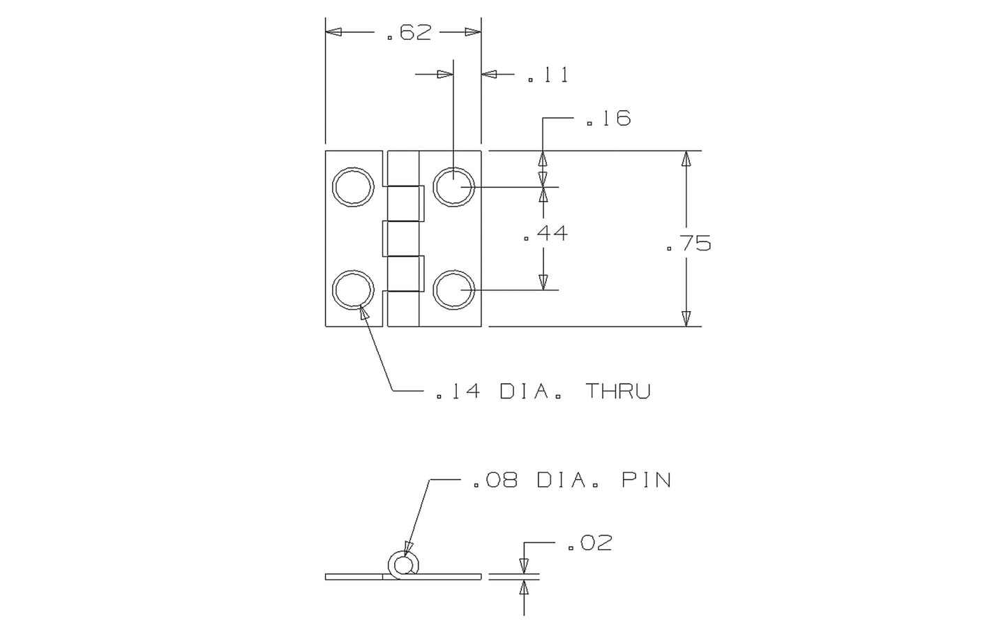 These miniature hinges are designed to add a decorative appearance to small chests, jewelry boxes, craft projects, etc. Made of solid brass material with a lacquered finish. 3/4" high x 5/8" wide. Surface mount. Non-removable pin. Sold as 4 hinges in pack. National Hardware Model No. N211-193. 038613211193. 4 Pack