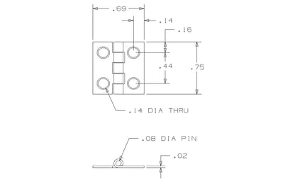 3/4" x 11/16" Solid Brass Hinges ~ 4 Pack