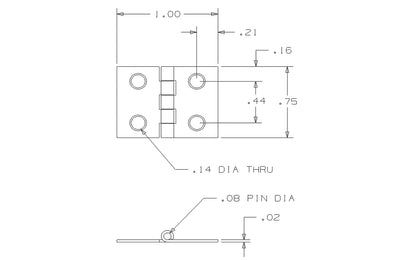 These solid brass hinges are designed to add a decorative appearance to small boxes, jewelry boxes, small lightweight cabinet doors, craft projects, etc. Made of solid brass material with a bright brass finish. 3/4" high x 1" wide. Surface mount. Non-removable pin. Four hinges. National Hardware Model No. N211-326. 