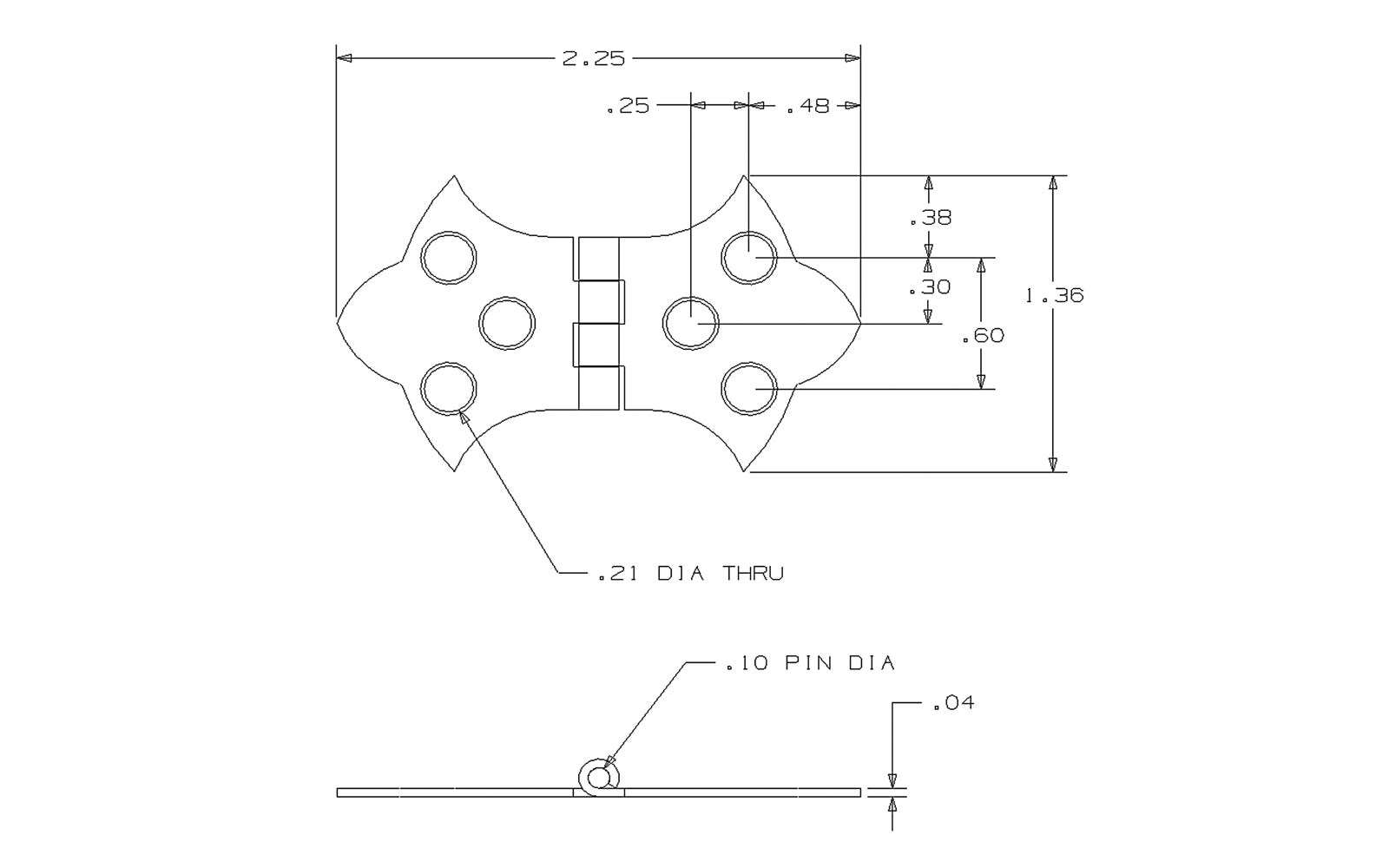 These 2-1/4" x 1-5/16" Solid Brass Decorative Hinges are designed for small boxes, jewelry boxes, small lightweight cabinet doors, craft projects. Solid brass material with a bright brass finish. 1-5/16" high x 2-1/4" wide. Surface mount. Non-removable pin. Sold as two hinges. National Hardware Model No. N211-821. 