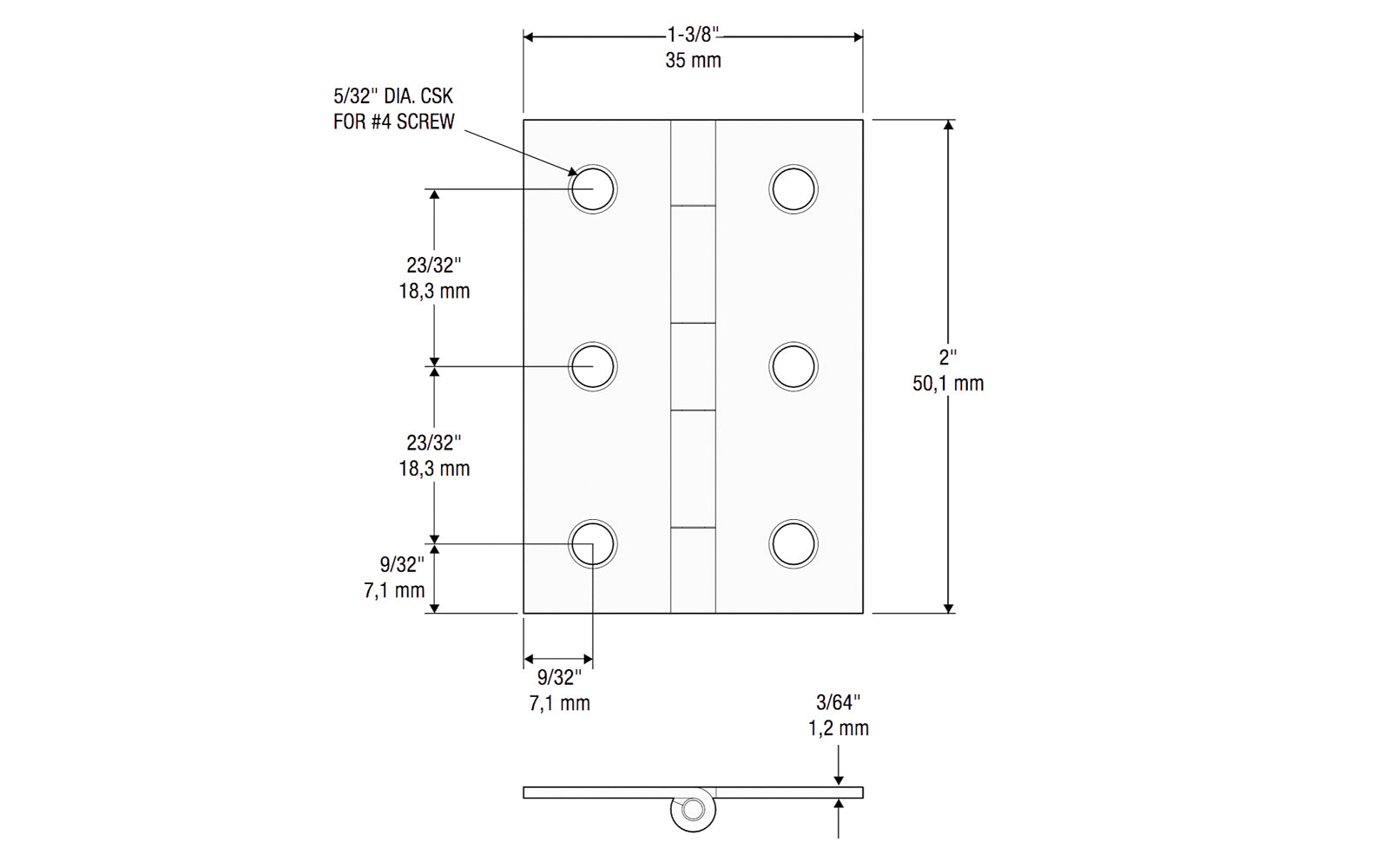 2" x 1-3/8" Oil Rubbed Bronze Hinges designed for chests, jewelry boxes, cabinet doors, craft projects. Made of steel material with an oil rubbed bronze finish. 1-1/2" high x 1-1/4" wide. Surface mount. Non-removable pin. National Hardware Model No. N211-021. 886780014297. Pair of hinges. 2 Pack.