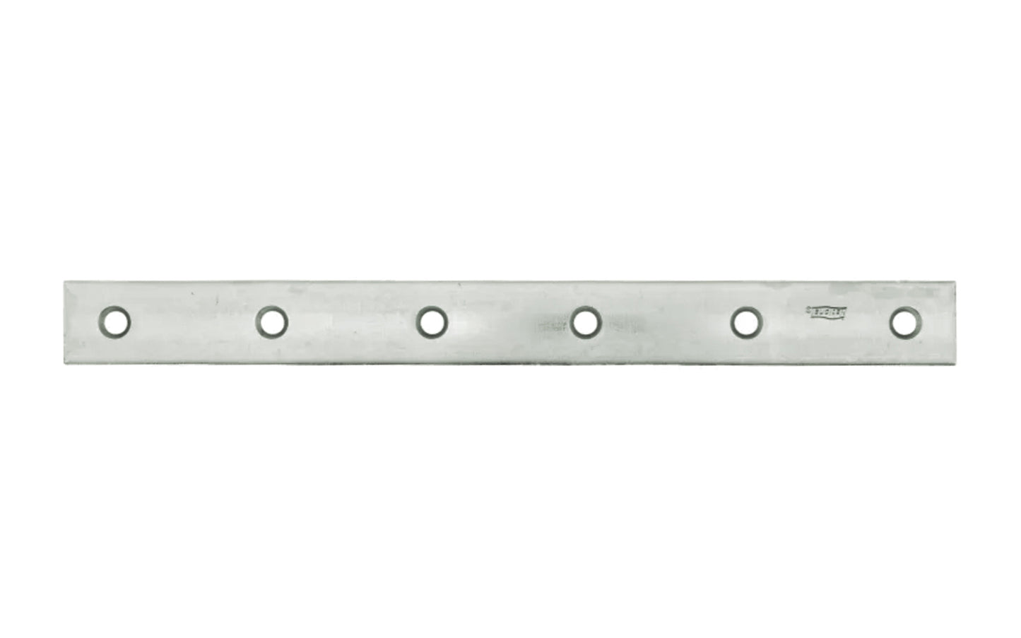 12" Zinc-Plated Mending Plate. These flat mending plate irons are designed for furniture, cabinets, shelving support, etc. Allows for quick & easy repair of items in the workshop, home, & other applications. Steel material with a zinc plated finish. Countersunk holes. 12" long size. National Hardware Model N220-335.