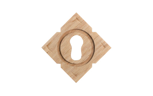 Diamond Shape Oak Wood Keyhole. Classic & traditional oak wood keyhole with a diamond shape design. Made of solid unfinished oak wood. The keyhole may even be stained, painted, or varnished if desired. 1-1/4" x 1-1/4" size. Great for drawers, cabinets & furniture.