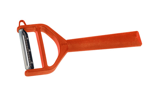 Made in France · This Opinel Peeler with Polymer Handle can both peel & julienne with a flip of the tool. A micro-serrated blade is very efficient on vegetables & fruits, including those with thin or smooth skins, & the Julienne blade easily creates fine strips of anything from zucchini to carrots. Red color handle.
