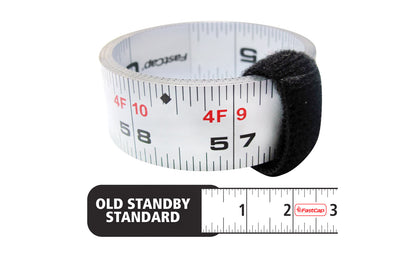 FastCap Peel & Stick Tape - Standard measurements. The Peel and Stick tape measure puts a tape rule right where you need it. The flat 16' long tape measure is printed on both sides allowing for a left or right read. Width of a tape measure is 7/8". Fast Cap Model PS STICK 16.