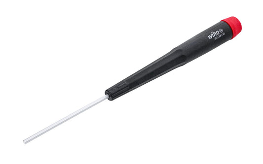 A high quality Wiha hex precision screwdriver made out of hardened CRM72 tool steel. The classic precision style screwdriver has a hex profile finger grip for precise torque, a tapered handle, & a smooth-turning cap for rapid rotation.    Made in Germany.