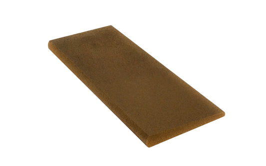Norton Round Edge India Slip Stone with medium grit aluminum oxide abrasive. To improve sharpening & reduce clogging, use with oil. Great for sharpening carving tools & gouges. 4-1/2" length x 1-3/4" width - 1/4" x 3/32" thickness. Oilstone made by Norton, Saint Gobain. Model MS-24.