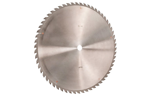 Japanese Sanwa 16" circular saw blade with carbide teeth - 60 Tooth. 60 tooth thin saw blade for woodworking. Grind: ATB saw blade - Alternating Tooth Bevel. 0.18" kerf blade. 25 mm arbor hole. Carbide tooth. 1" (25 mm) arbor hole. Alternate tooth bevel blade. Sanwa model SA1660. Made in Japan.
