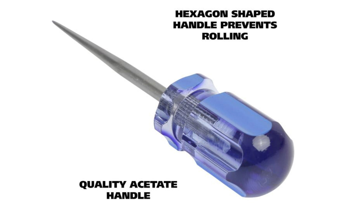 This GreatNeck 3" Scratch Awl is perfect for making quick precision marks on wood projects. Made of chrome vanadium steel for strength & durability, it is set in a quality acetate handle for maximum comfort & control. Great Neck Model SC3C. Made in USA.