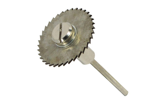 1-1/4" HSS Mini Saw Blade with Mandrel. High Speed Steel blade. Shank size of mandrel 1/8". 1/4" arbor hole of blade.