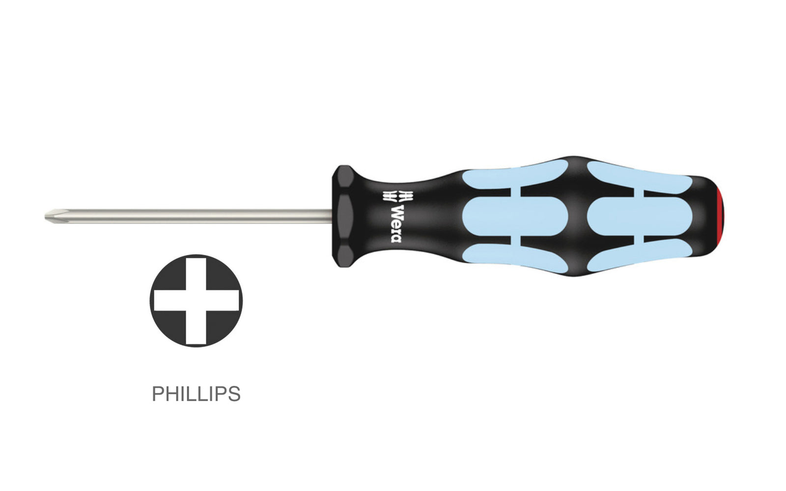 High quality Wera Stainless Phillips Screwdriver. Multi-component Kraftform Plus handle for pleasant, ergonomic working. Available in #0 Phillips x 60 mm length, & #1 Phillips x 80 mm length, & #2 Phillips x 100 mm length, & #3 Phillips x 150 mm length. Kraftform 3350PH Series. Philips screwdriver. Non-roll handle.