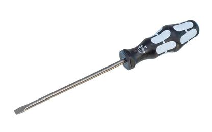 High quality Wera Stainless Slotted Screwdriver. Multi-component Kraftform Plus handle for pleasant, ergonomic working. Available vailable in 1/4", 9/64", 5/32", 7/32", 1/4", 5/16", & 3/8" sizes. Kraftform 3334 & 3335 Slotted Cabinet Screwdriver Series. Slot screwdriver. Non-roll handle.