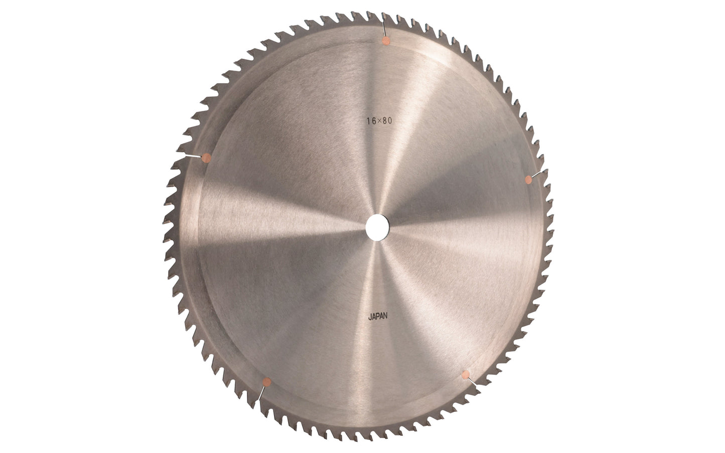 Japanese Sanwa 16" circular saw blade with carbide teeth - 80 Tooth. 80 tooth thin saw blade for woodworking. Grind: TCG saw blade - Triple Chip Grind. 0.16" kerf blade. 25 mm arbor hole. Carbide tooth. 1" (25 mm) arbor hole. Alternate tooth bevel blade. Sanwa model ST1680. Made in Japan.