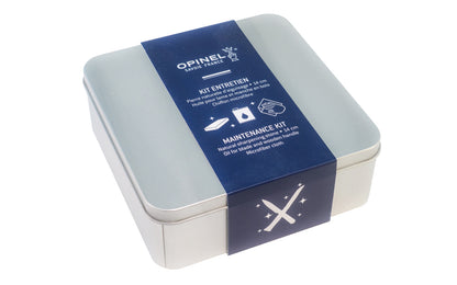 Made in France · This Opinel Maintenance contains a sharpening stone, a 5 oz can of plant-based oil, & a microfiber cloth all used in tandem to maintain and prolong the life of your Opinel knife. 