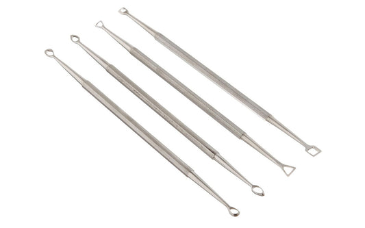 4-Piece Stainless Hollow Double-End Scraper Pick Set. 4 PC set. Made by SE.